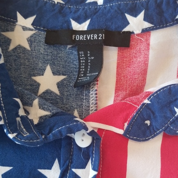 Forever 21 Stars & stripes women's cropped buttoned top size S - Picture 4 of 5